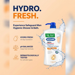 Safeguard Hygienic Shower & Bath Body Wash Hydro Fresh 1L
