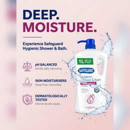 Safeguard Hygienic Shower & Bath Body Wash Moisturising 1L